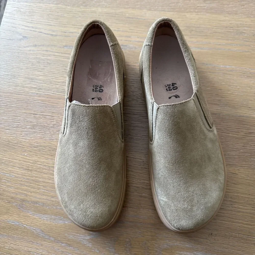 NWOB Birkenstock Callan Taupe Suede Slip On Loafers Sneakers W9 - M7 Comfort